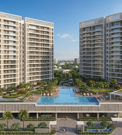 Solitaire Kothrud - Elevated Podium Pool Mobile View